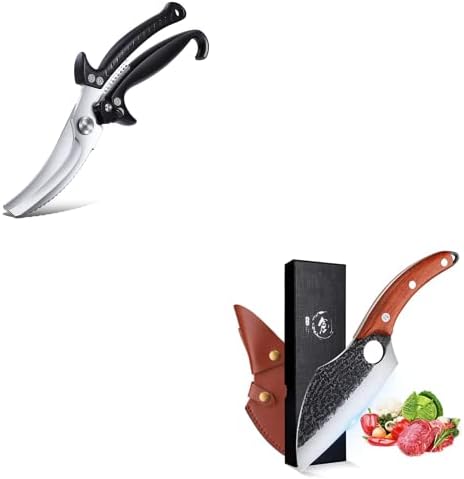 Пакет за ножици за готвење со натоварени со повеќе заложби со рака со рака фалсификувани ножеви за боење на викинзите за викинзи