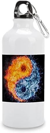 Оган и вода - Јин Јанг Алуминиумско шише со вода Бело спортско шише со шише Протек за протекување на вода со шише со тока и капаче за