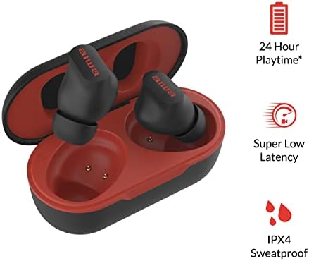 Aiwa Поврзете Pro Безжични Слушалки Вистински Безжични Стерео Слушалки Со Куќиште За Безжично Полнење, Ipx4 Водоотпорен, Безжичен Опсег