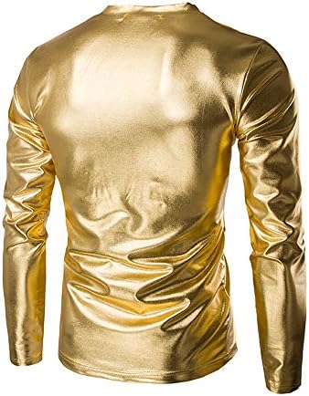 WENKOMG1 Машка екипаж матурска маица злато/сребро/црна металик сјајна пулвер цврста боја основни кошули за џемпери фустани кошули