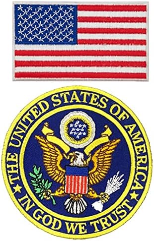 А-Еден 2 ПКС Пак- Големиот печат на Америка+Апликација на знамето на САД, Америка сувенир, патриотска лепенка, значка за тактичка