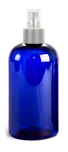 Гранд парфими 8 мл Празна сина пластична фино магла шишиња со распрскувачки парфеми w/мат сребрени пумпи, за производи за коса, магла за тело,