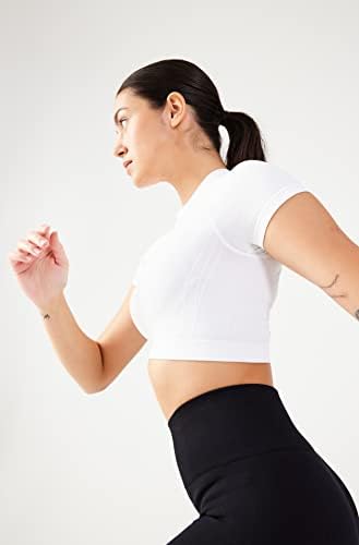 Comupенски женски лесен кратки ракави култури врвни јога салата за вежбање спортски кошули маица маица