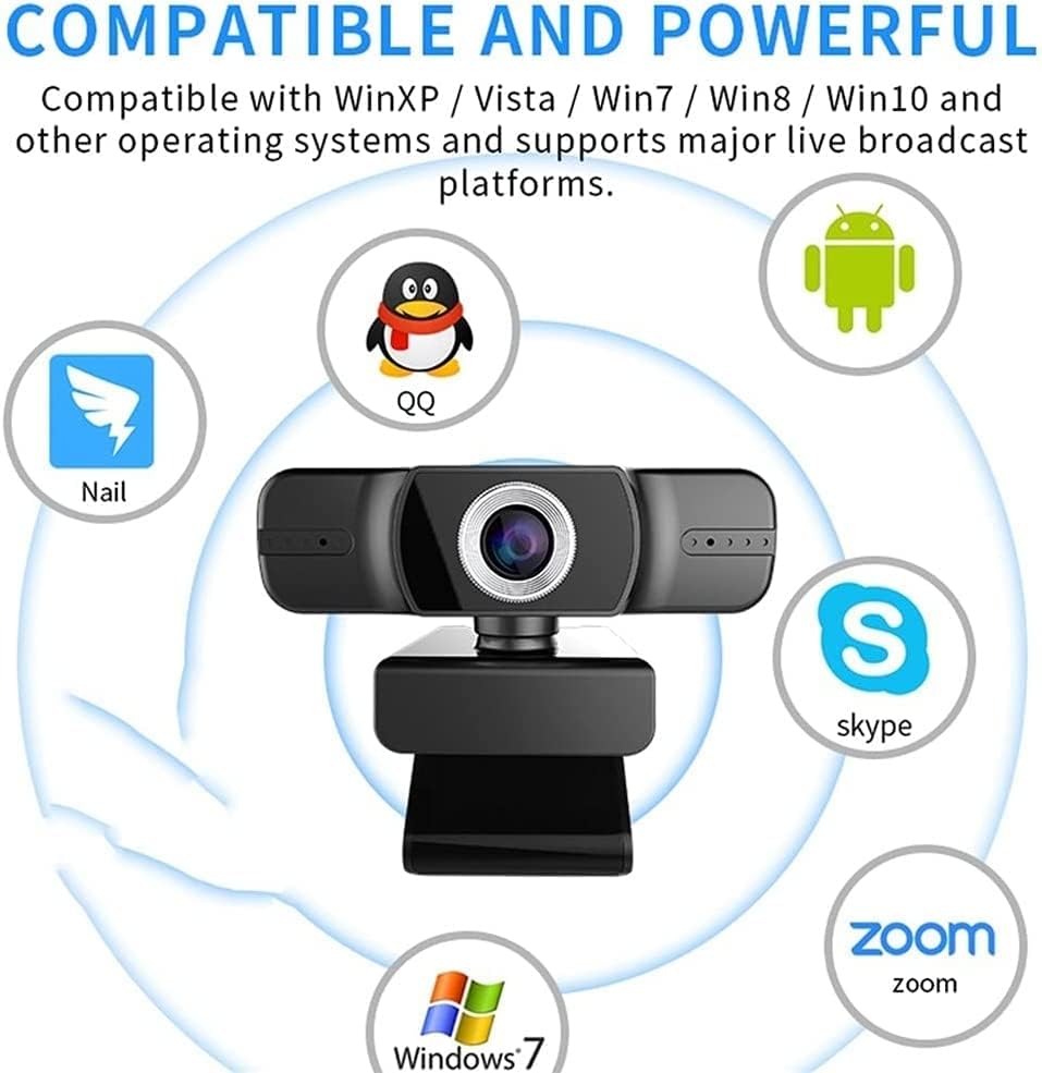 АДАПТИ Веб Камера, Веб Камера 1080п Веб Камера Вграден Микрофон Ротирачки Камери За Пренос Во Живо Видео Повик Конференција Работа Веб Камера