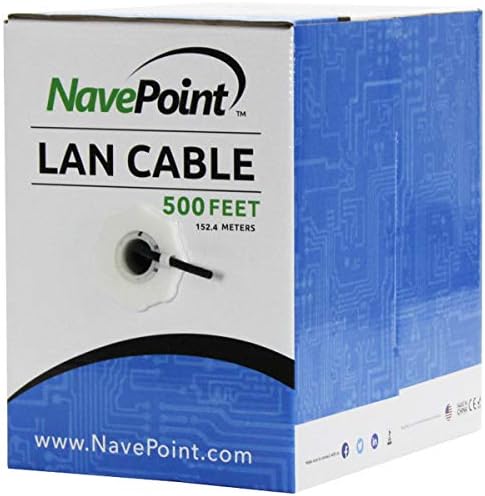 Navepoint CAT5e, 500ft, Црн, Цврст Масовен Етернет Кабел, 24awg 4 Пар, Незаштитен Изопачен Пар