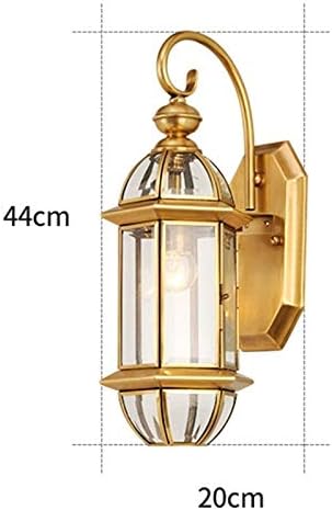 Лируксн едноставен европски стил бакар wallиден ламба, надворешна водоотпорна wallидна ламба, американска ретро градинарска ламба,