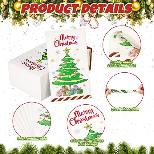 Божиќни салфетки хартија 3 парчиња за еднократна употреба Божиќни салфетки, Среќен Божиќ со салфетки за дизајн на новогодишна