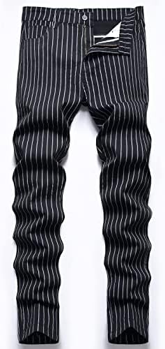 Машки панталони модни шарени карирани печатење случајно плус големина висока еластична тенок вклопување формални панталони