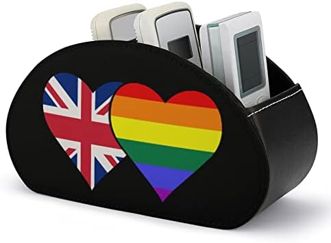 Држач за далечински управувач на британски и ЛГБТ знаме PU кожа далечински кади лента за чување на маса за чување на маса