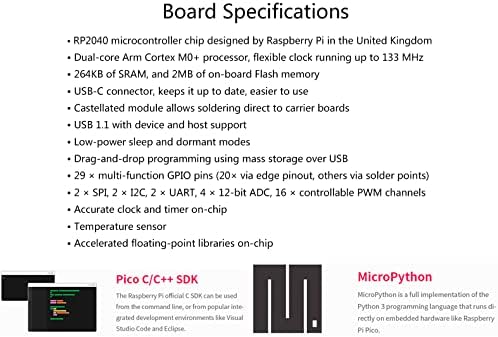 Rp2040-Нула Pico-Како Mcu Одбор Врз Основа На Малина Pi MCU RP2040 МИНИ Верзија, Двојадрен Рака Кортекс M0+ Процесор, Флексибилен Часовник Работи