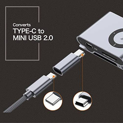 USB C До Мини USB 2.0 Адаптер, Тип C Женски На Мини USB 2.0 Машки Конвертирате Конектор Поддршка Задолжен &засилувач; Синхронизација На Податоци