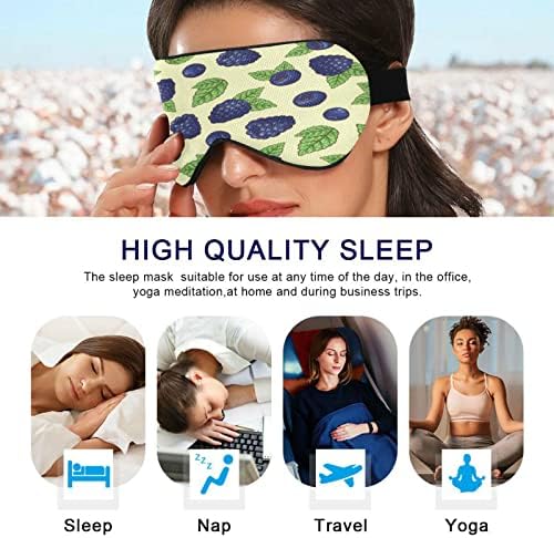 Маска за спиење на боровинки за жени мажи мазна удобна светлина блокирајќи ја маската за очи ноќно слепило со прилагодлива лента за