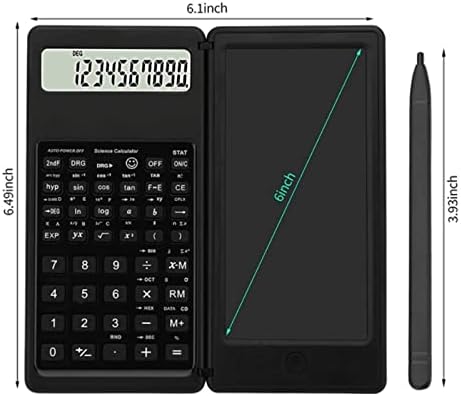 Cujux Научен калкулатор 10-цифрен ЛЦД-инженерски калкулатор со таблета за пишување за средно училиште и колеџ