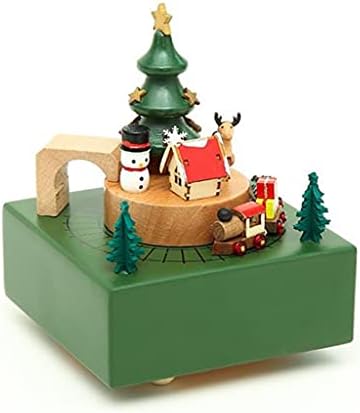 Zlbyb Wood Canusel Божиќна музичка кутија подарок дома мебел ретро дрвени украси Музичка кутија (боја: а, големина