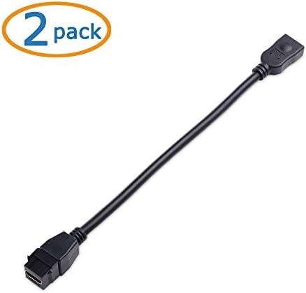 Кабел за кабел 2 -пакет HDMI Keystone Jack Pigtail Кабел во црна боја - 8 инчи