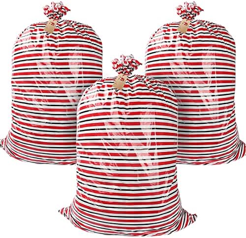 3 пакувања 56 Преголеми пластични торби за Божиќни подароци со јаже и ознака за родители и торби за туширање за бебиња од џамбо