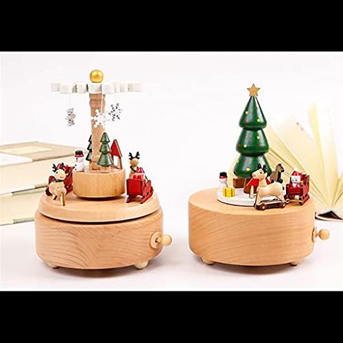 Се прашувате ме дрвена музичка кутија Божиќна забава Божиќ дрво рингишпил кутии подарок Божиќ (боја: е, големина