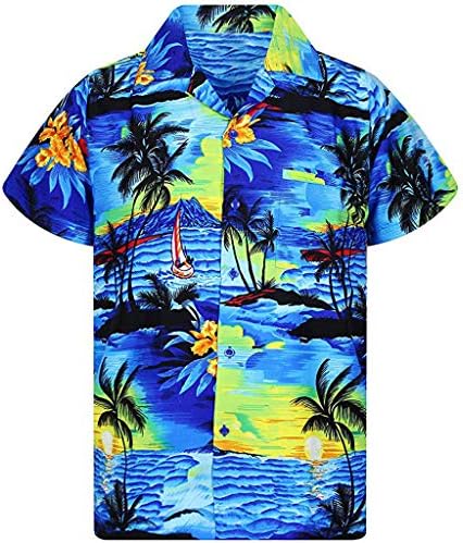 Машка лежерна хаваи печати плажа од кошула Краток ракав Брз сув маица за свртување на јака Топ блуза M-3XL