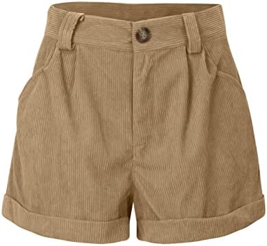 Shortsенски летни облеки во Uqrzau, шорцеви од средно-половината, со манжетни шорцеви со џебови со џебови со високи половини