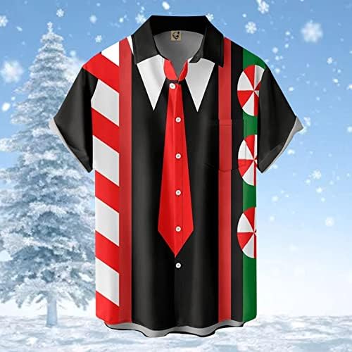 XXBR Божиќно копче за мажи надолу со кошули Краток ракав Смешен Божиќ Дедо Мраз Хавајски кошула за забава графички куглани кошули