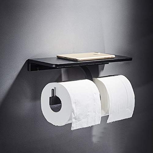 Зукие црн простор алуминиумска полица за бања водоотпорен држач за хартија за складирање на хартија