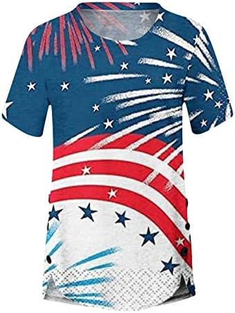 QCEMENI 4-ти јули Туника за жени Патриотски Патриотски САД Денот на независноста летна патриотска маица Американски блузи на знамето