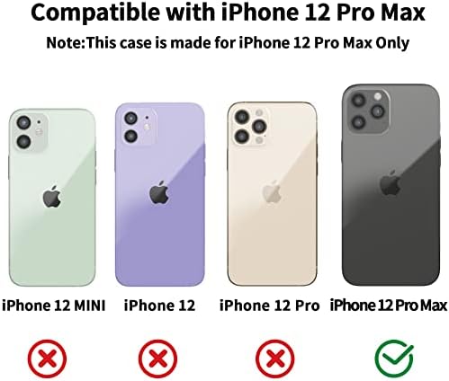 Нкасе за Iphone 12 Pro Max Случај, iPhone 12 Pro Max Случај Нелизгачки Заштитен Капак Отпорен На Удари Браник iPhone 12 Pro Max Телефон Случај,