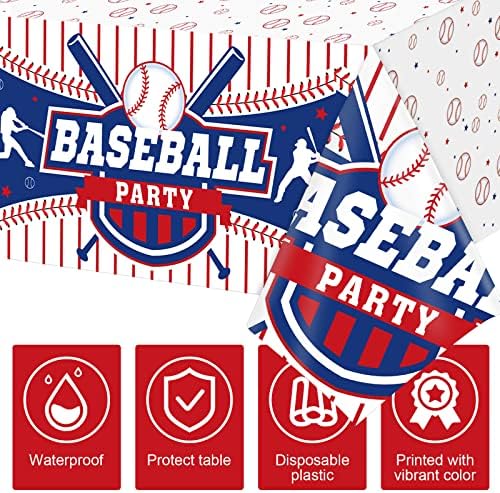 Newwiee 3 Парчиња Бејзбол Чаршав Бејзбол Партија Маса Покритие За Еднократна Употреба Бејзбол Пластика Чаршав Бејзбол Роденден Партија