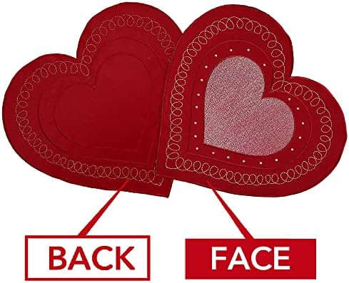 ОВЕНИ Денот На Вљубените Срцеви Подлоги Комплет од 4, Извезено Црвено Жабрено Срце Со Светки Душеци За Маса За Вљубените и Декор За
