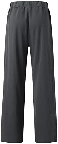 Gdjgta Менс Мода Секојдневен Печатен Ленен Џеб Панталони Со Врвки Панталони Со Големи Димензии Нејасна Куќа