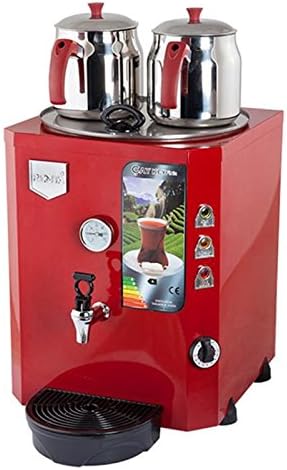 Црвена боја 220V комерцијална опрема за кујна, производителот на топол чај пиварница машина двоен чајник котел Урн плука перколатор диспензер систем за производств?
