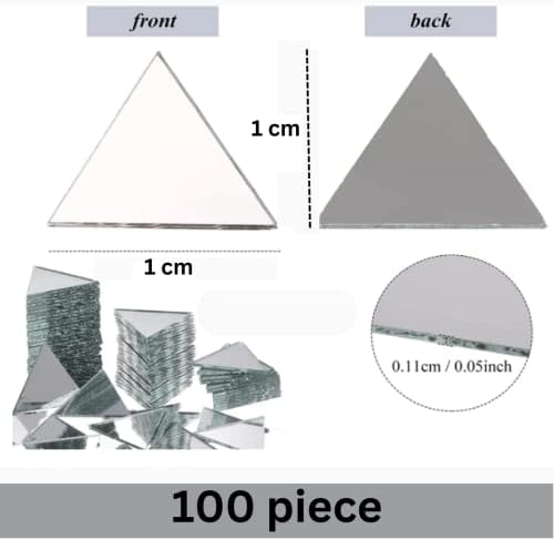 Сет од 100 парче x10sive триаголник во форма на огледало мозаични плочки, триаголни ретровизори парчиња за занаети, огледала
