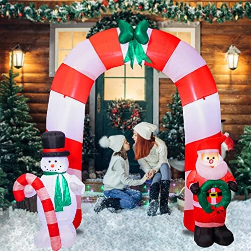 VCUTEKA Божиќни надувувања на отворено украси Божиќни лакови на инфлативи 8 стапки Божиќ разнесе LED светло вградена за празнична