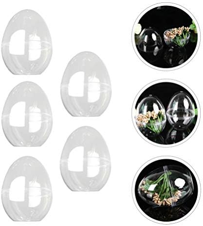 Sewiroro 5pcs јајце во форма на јајце во форма на бонбони со бонбони со бонбони, DIY свадба Велигден јајце украси за забава, декор, про transparentирен
