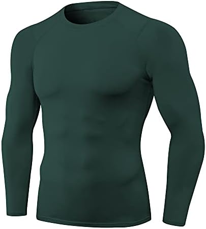 Машки кошули за атлетска компресија со долги ракави на тренингот врвови ладно суво салата под подмачкување активни спортски базели маица