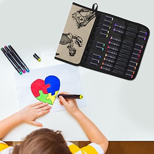 Држач за куќиште во боја на молив 24 слотови, леопард пенкало кутија торба торбичка торбичка козметичка четка организатор за возрасни тинејџери