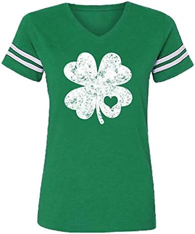 Ирски кошули за жени со долги ракави зелени кошули за жени Свети Патрикс ден леопард срце врвови графички маички за жени