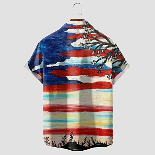 Bmisegm летни кошули за мажи за мажи Обични американски ден на американска независност печати крпеница за печатење кошула кратки мали маици