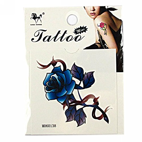 MapOfBeauty Секси сина роза цвет Привремена водоотпорна налепница за тетоважа со уметност на телото