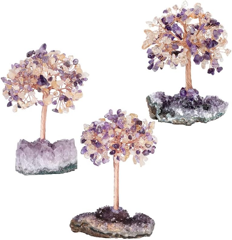 Sumgiftforall Природни лековити камења Кристално дрво на аметист Друзи Басаи Дрво на животот за здравје и заздравување на среќата, домашна канцеларија