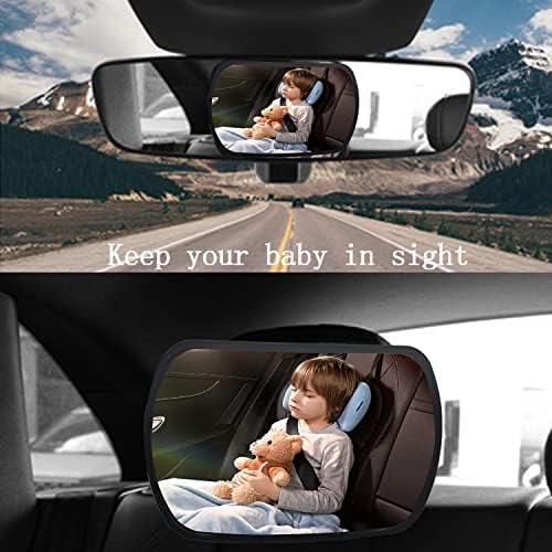 Бебе автомобил огледало 2 пакет ， Бебе огледало за вшмукување на автомобили Чаша напред свртена кон огледалото за новороденче 360