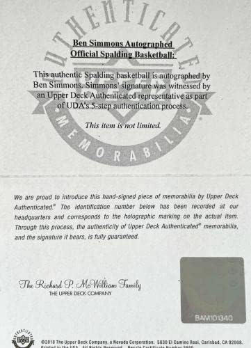 Бен Симонс потпиша автентична кошарка Бруклин Нетс Уда Коа Автограм 76ers - Автограмски кошарка