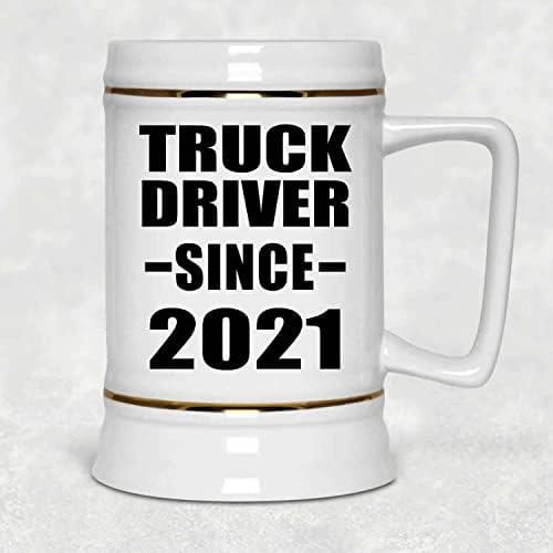 Дизајнирајте Возач На Камион Од 2021 година, 22оз Пиво Штајн Керамички Танкард Кригла Со Рачка За Замрзнувач, Подароци За Роденденска