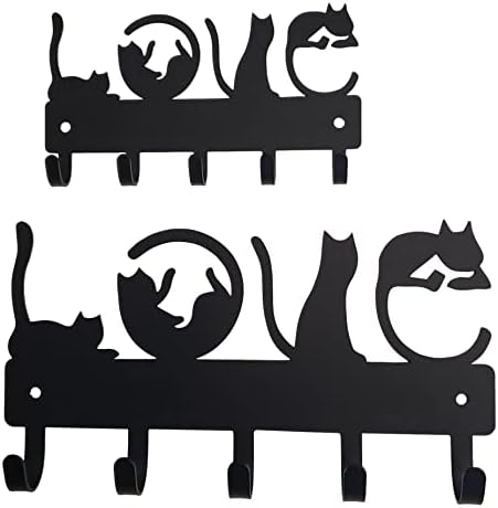 Металниот педалер го сака клучот за мачки - Мал 6 инчи широк - направен во САД; Држач за клучеви монтиран со wallид со завиткани мачки