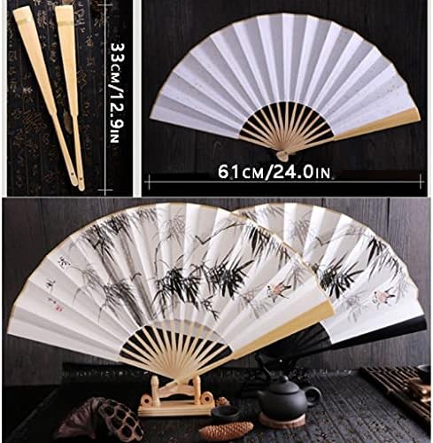 Декорација на вентилаторот за преклопување на вентилатори, рачно насликани оризови хартиени вентилатор, ретро кинески стил занаетчиски