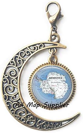 Allmapsupplier модна месечина патент влечење, антарктички мапа јастог затворач, накит за мапи во Антарктик, мапа на јужниот пол,