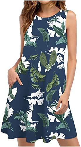 Женски Фустан За Лето 2023 Плажа Цветни Маици Сарафан Обични Џебови Бохо Резервоар Фустан