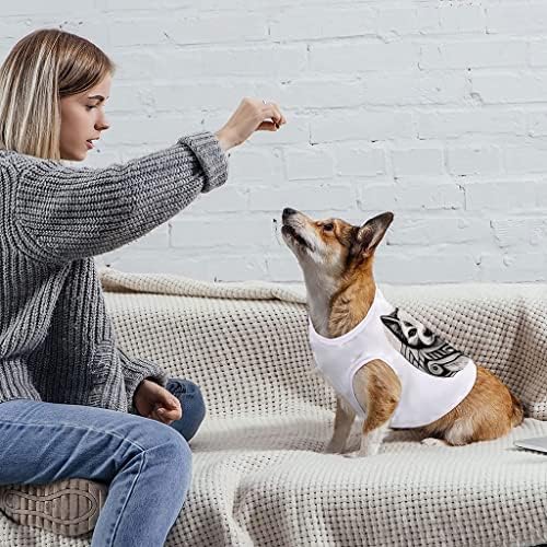 Резервоар за кучиња за кучиња - маица за печатење со тетоважа - кул кучиња кучиња облека - бела, с