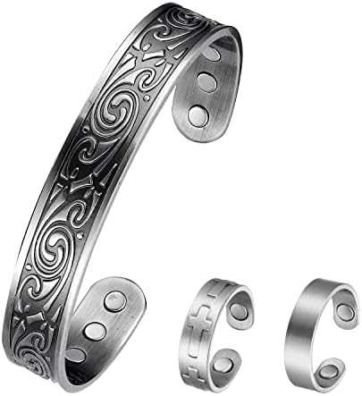 Magenergy чиста бакарна магнетна манжетна нараквица прстени за мажи, со 6pcs 3500gauss-magnets прилагодливи подароци за накит за lубовник