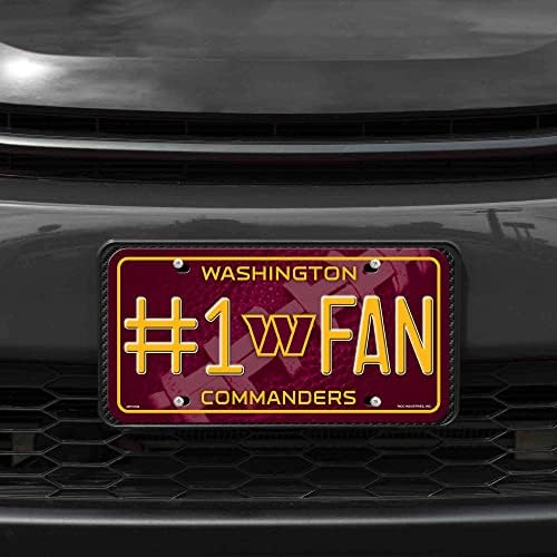 Rico Industries NFL Washington Commanders 1 Fan 1 Fan Metal Auto Auto Tag 8.5 X 11 - Одлично за камион/автомобил/SUV